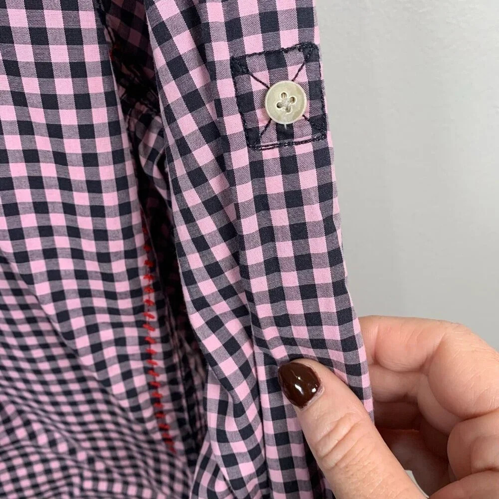 Robert Graham Button Up Shirt Size Medium Pink Black Gingham Plaid Check Preppy - Picture 8 of 12
